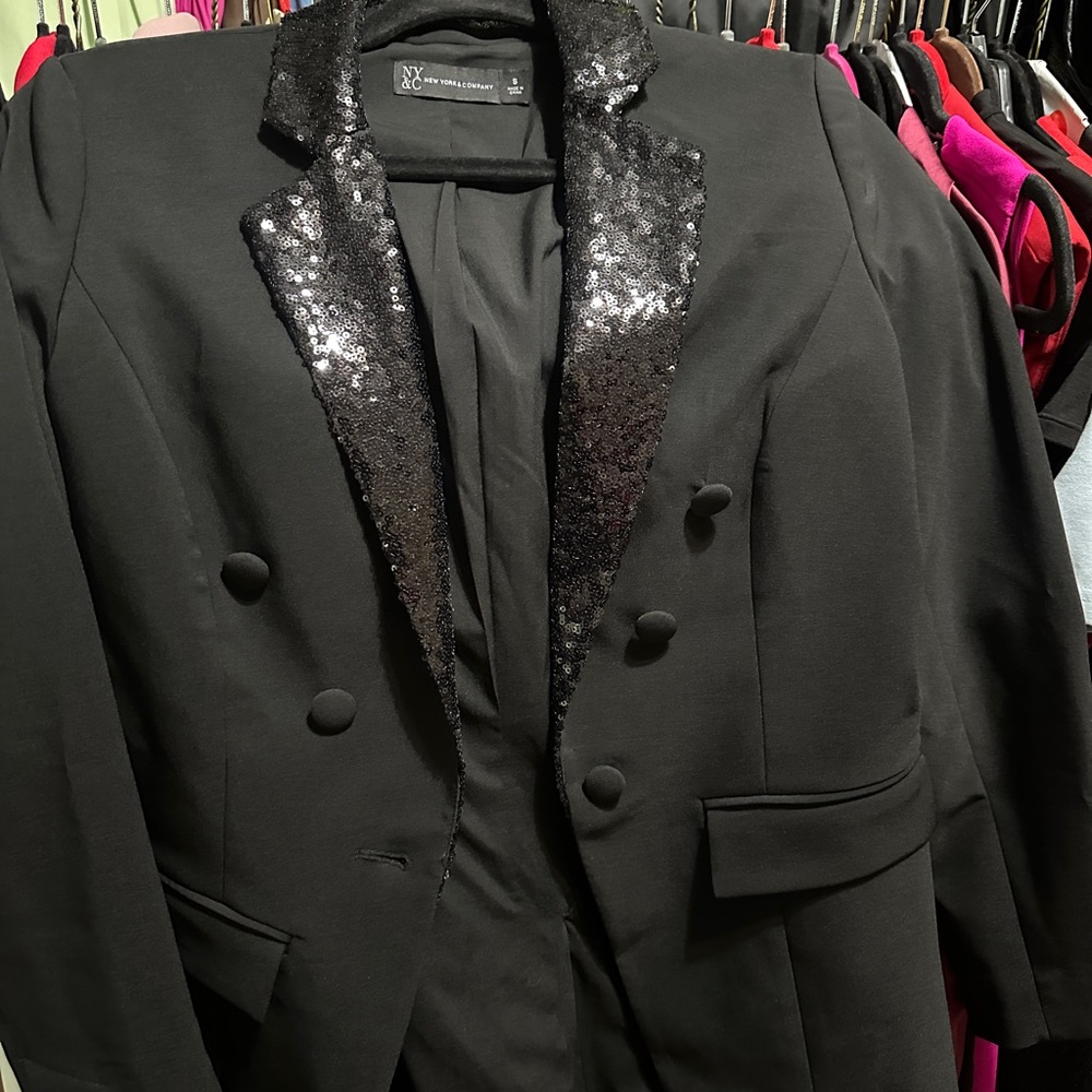 New York & Company Black Sequin Embellished Blazer
